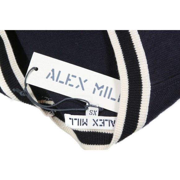 Alex Mill Greta Navy Blue White Stripe Trim Gold Button Cardigan Sweater XS /346 - Picture 8 of 9